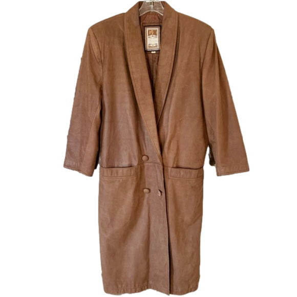 Y2K Vintage Leather Trench Coat - Picture 1 of 3